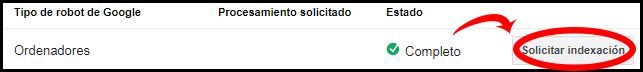 solicitar indexacion search console